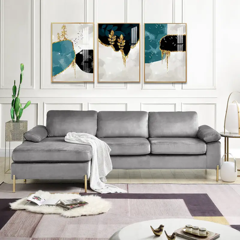 Shannon Velvet Sectional Sofa with Chaise