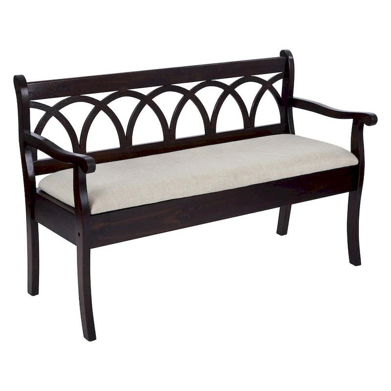 Coventry Storage Bench in Antique Black Frame and Beige Seat Cushion K/D