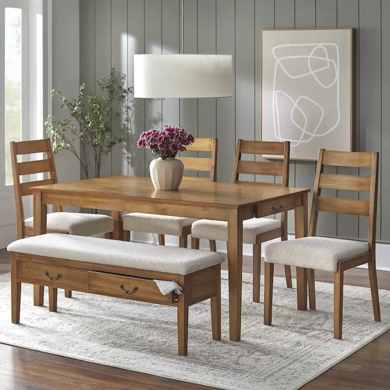 Lifestorey Palmer 6-Piece Dining Set with Storage