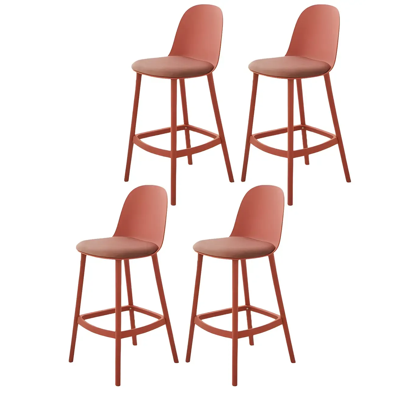 Modern Plastic Upholstered Bar Stool with Footrest