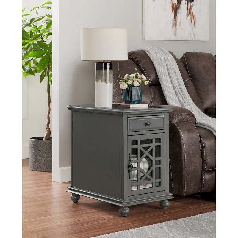 Elegant Chairside Table with Power