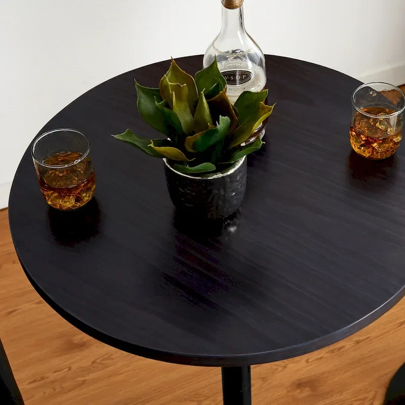 Glitzhome 39.5 H Modern Bistro Walnut Top Round Pub Bar Table