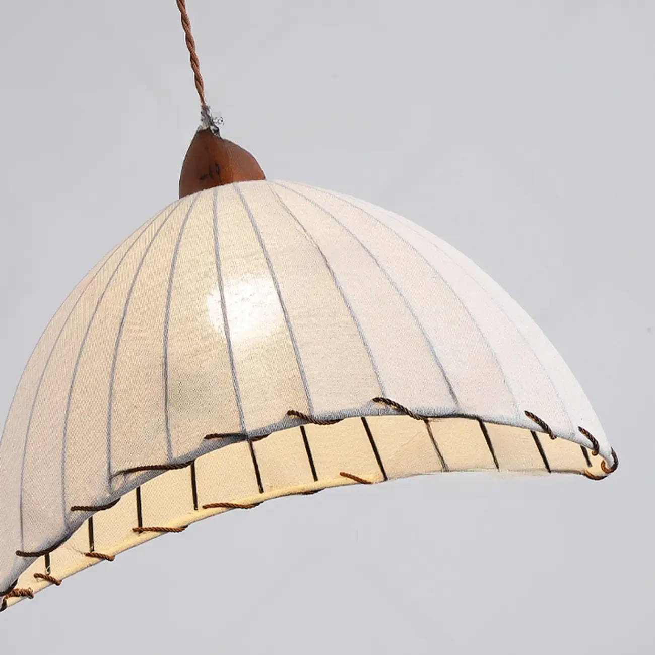 Dome-Shape White Fabric Rope Pendant Light Residential Use