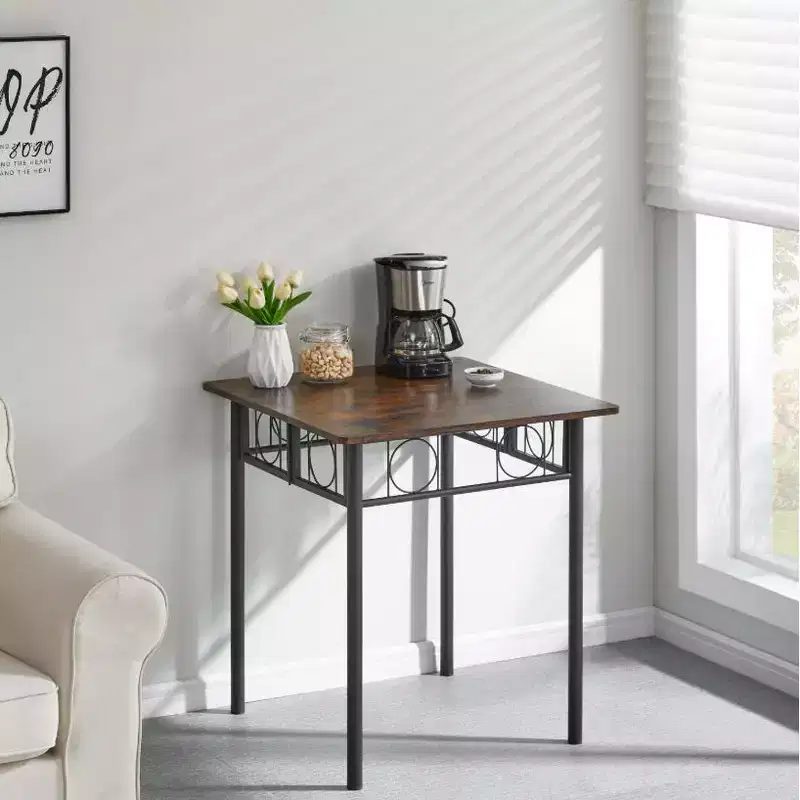 Folding Vintage Metal & Wood Dining Set - Table and Chairs,