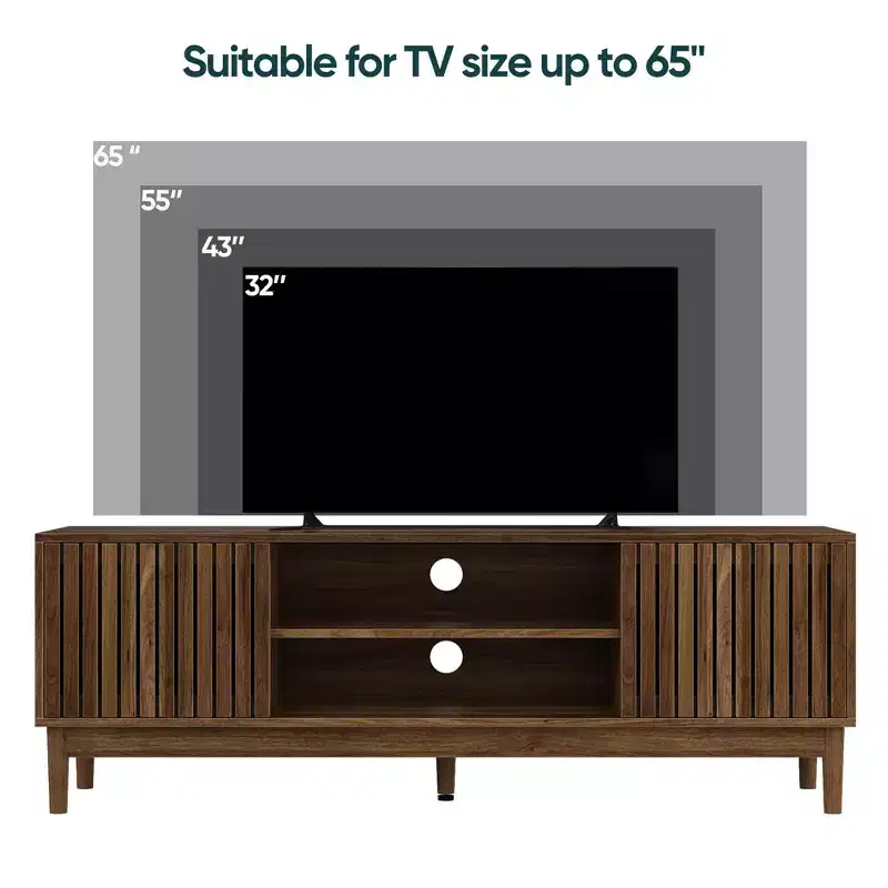 GDFStudio Rajesh Modern Wooden 55 TV Stand with Open Shelves and Cable Hole