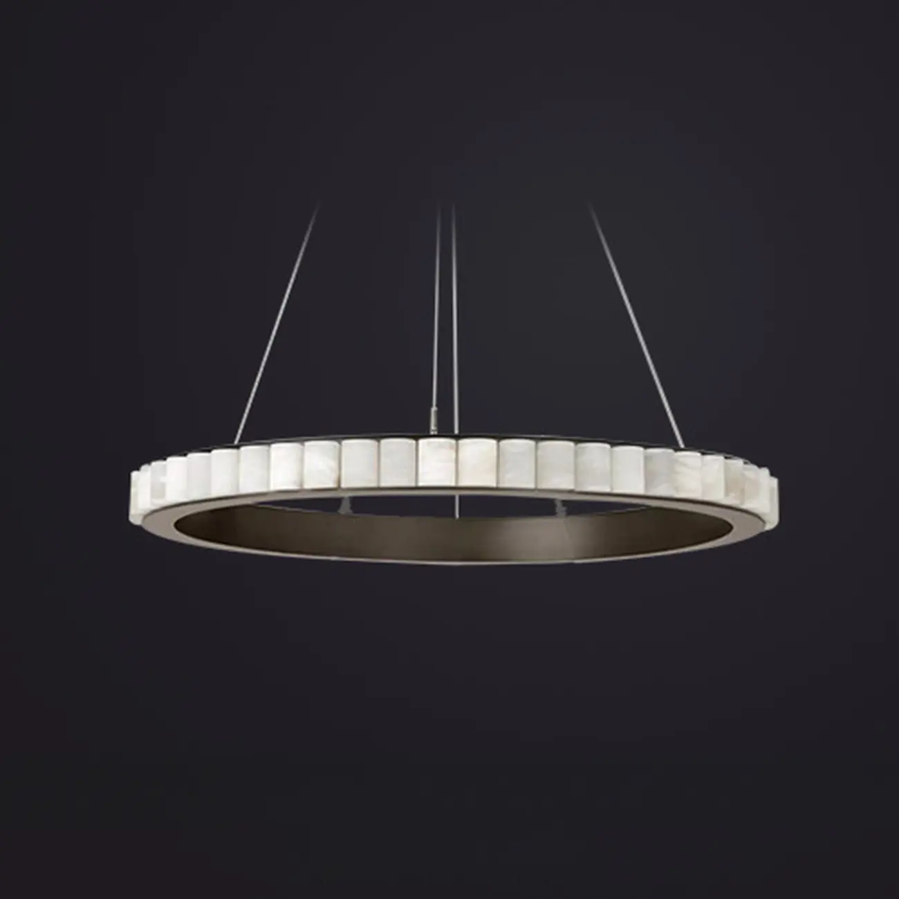 Circular 2-layer Modern Alabaster Steel Pendant Chandelier
