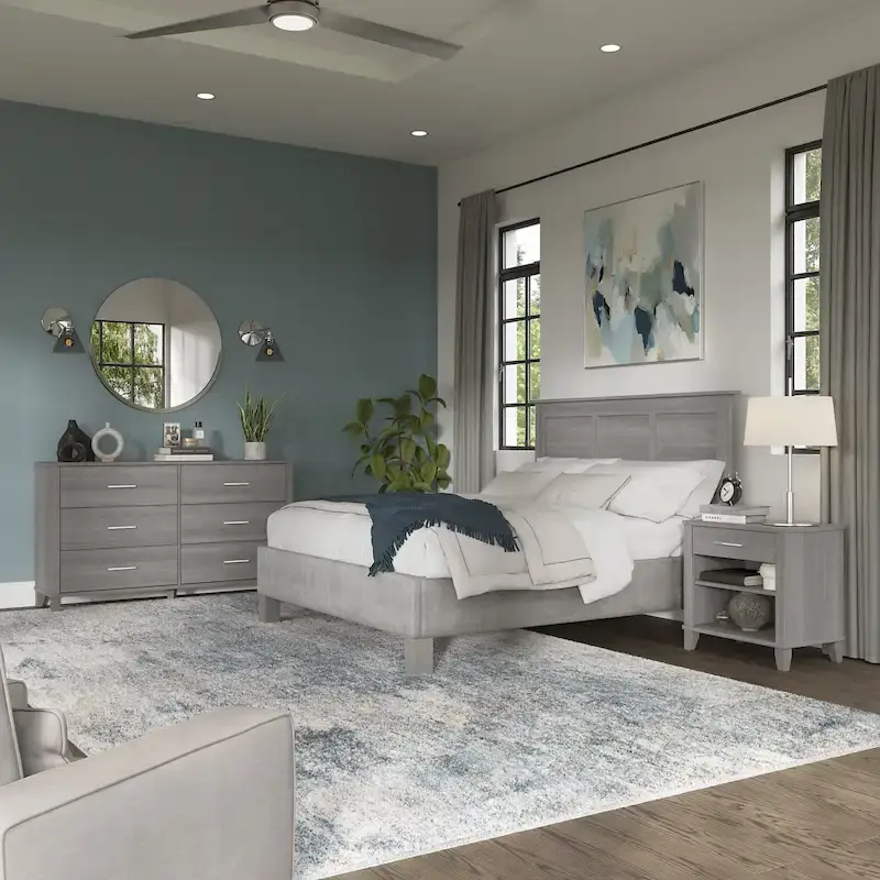Somerset Ash Grey Headboard, Dresser and Nightstand Bedroom Set