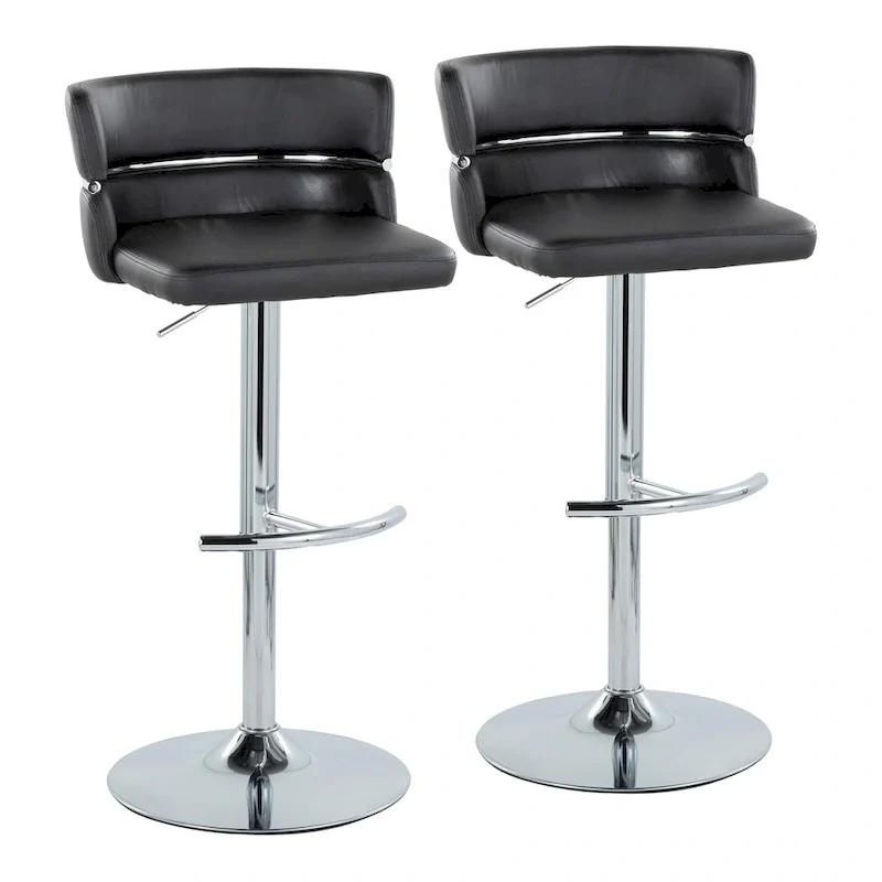 Adjustable Bar Stools with Rounded T Footrest Set of 2