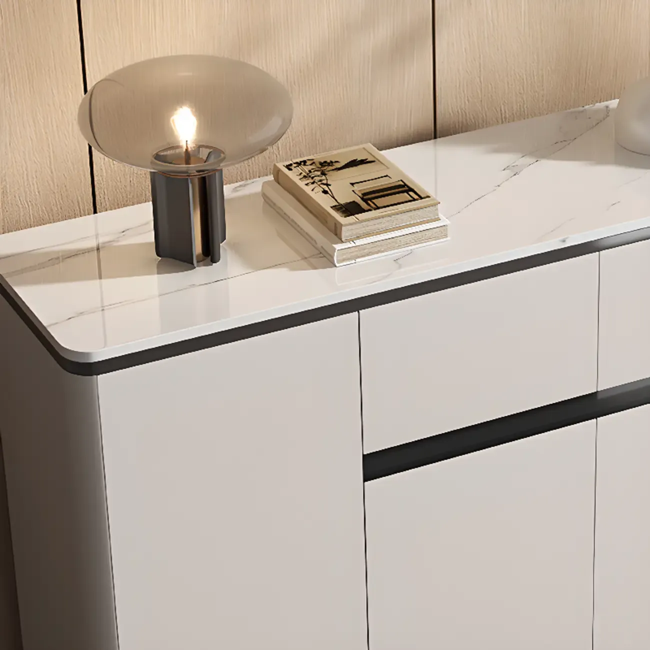 Modern Grey Sideboard with Sintered Stone Top