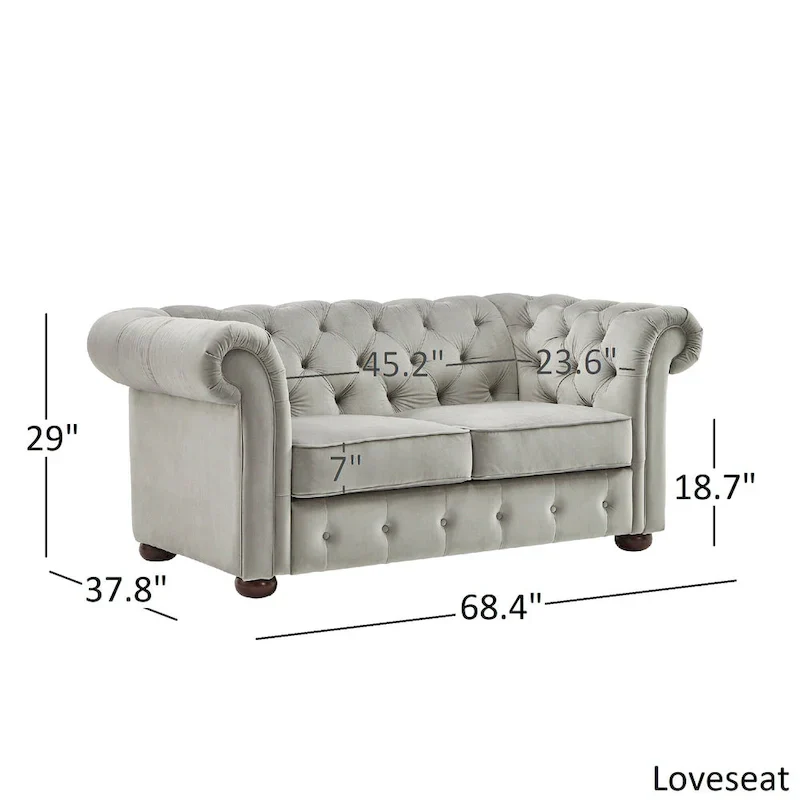 Knightsbridge Tufted Scroll Arm Chesterfield Loveseat by iNSPIRE Q Artisan