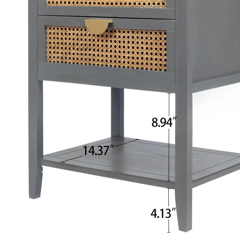 Nightstands with 2 drawers, rattan nightstands, drawers and shelves