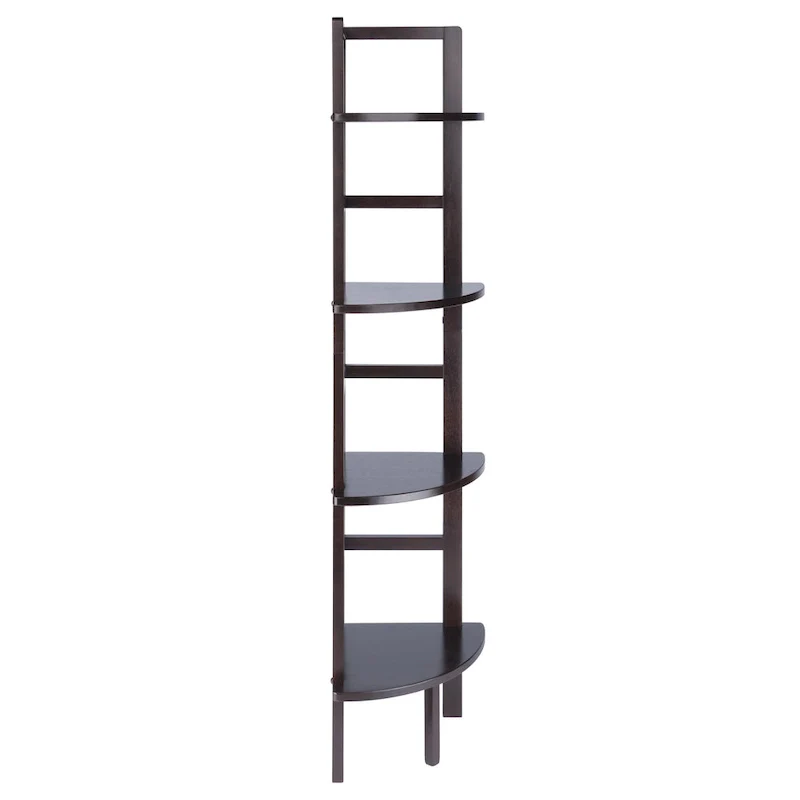 Corner Baker's Rack 4-Shelf Solid Wood – Coffee Finish, 13.8W x 63.5H, 20 lb Per Shelf