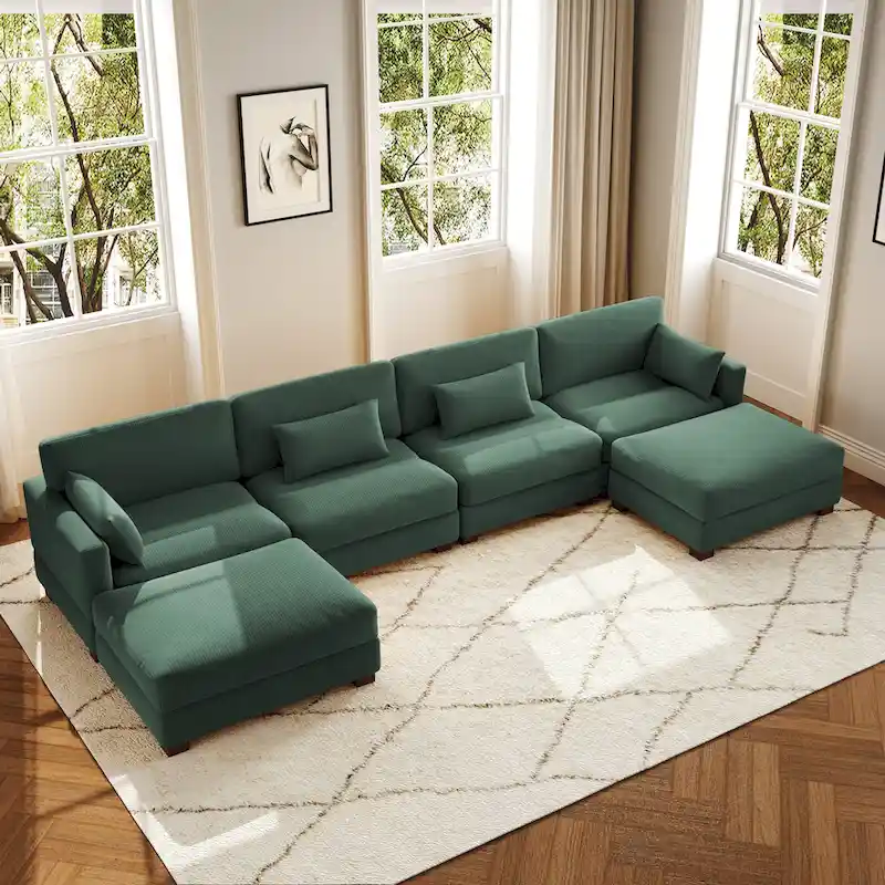 U Shaped Couch Sectional Sofa with Ottoman