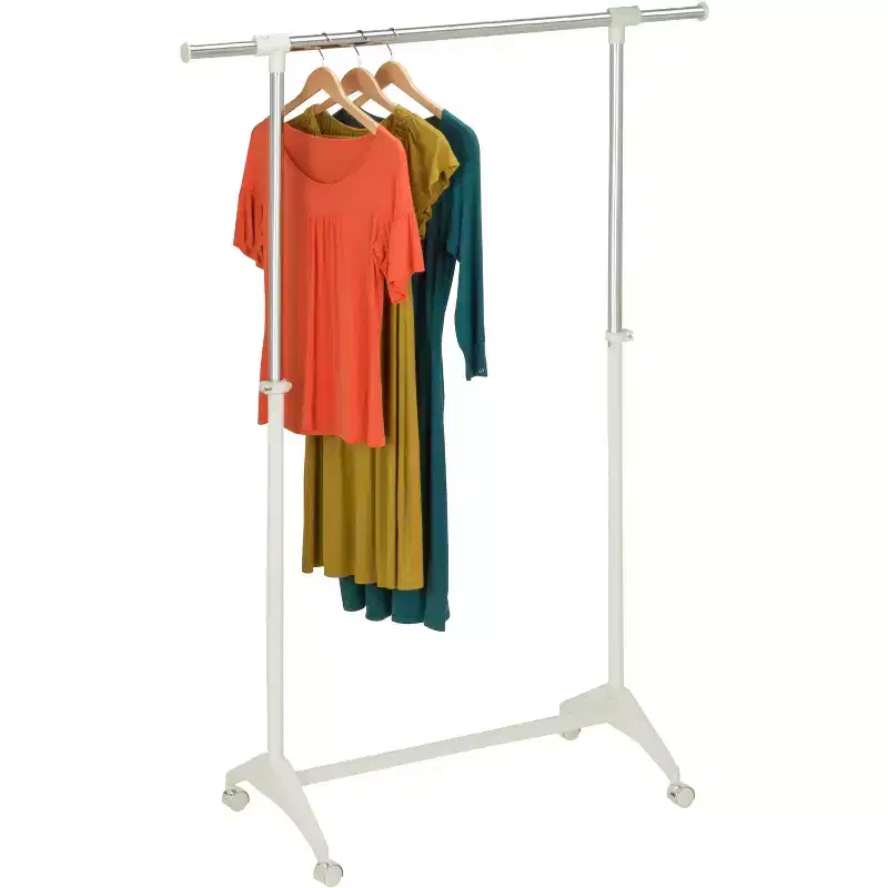 Honey-Can-Do Modern White Garment Rack: Steel Frame, Chrome Finish, Anti-Tip Hardware, 30 lb Capacity, 66.9" Height