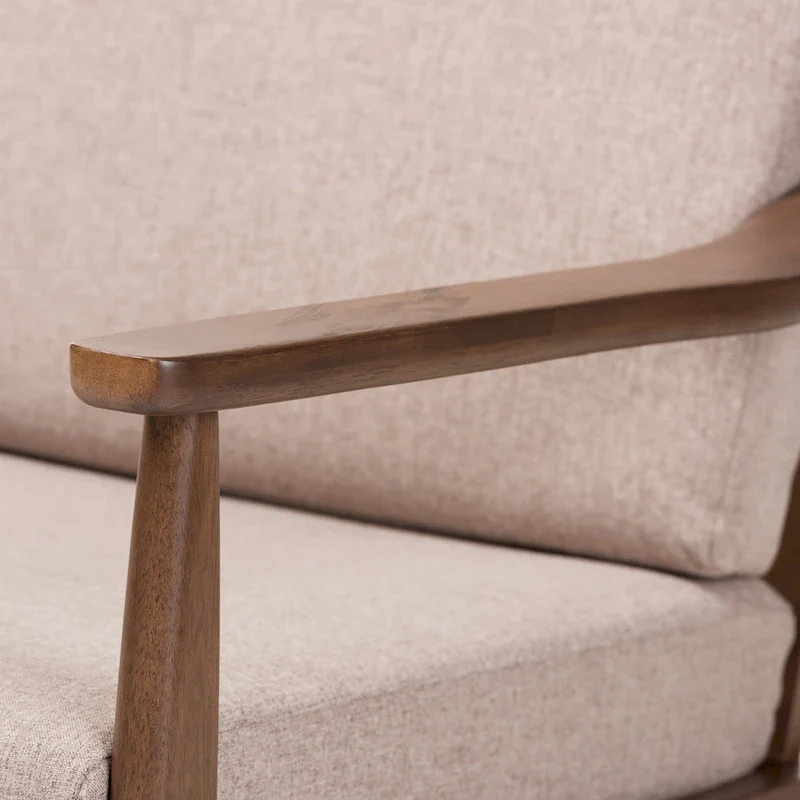 Mid-Century Lounge Chair with Solid Wood Legs and Upholstered Seat