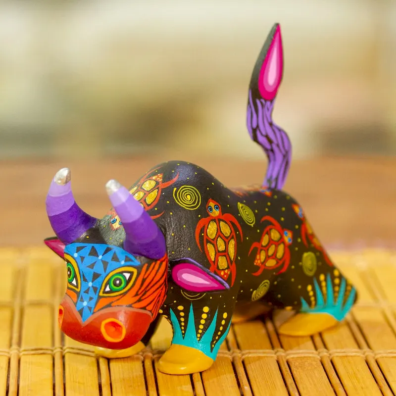 Novica Handmade Sea Bull Wood Alebrije Figurine
