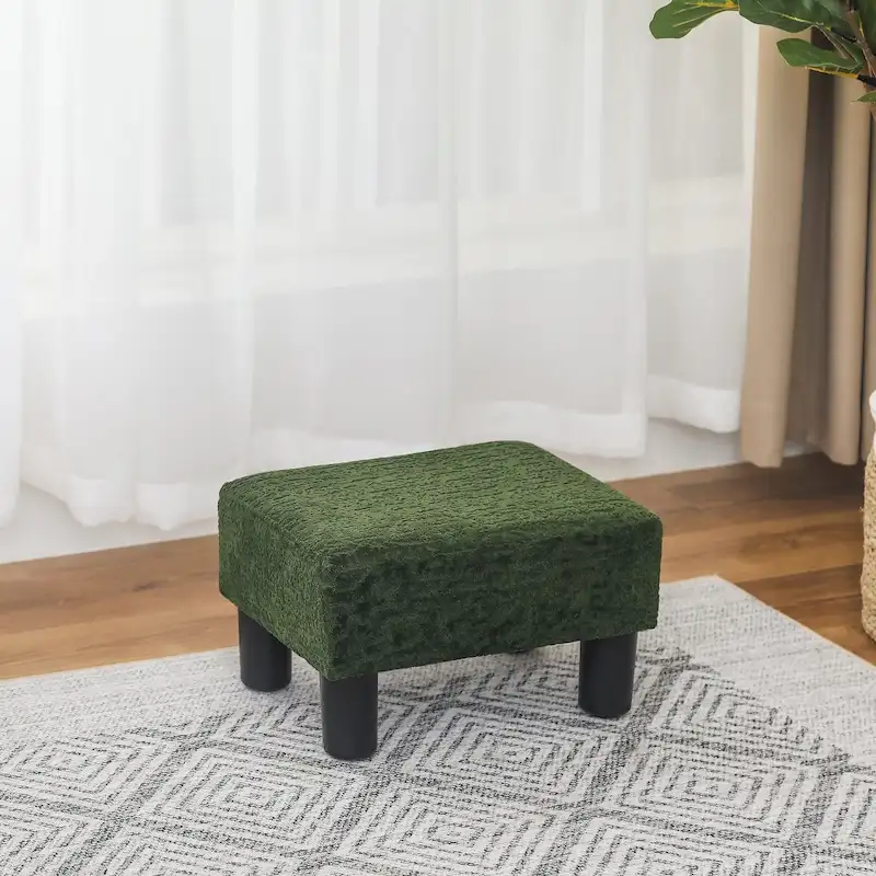 Adeco Small Rectangular Ottoman Modern PU Leather Footrest Stool Chair