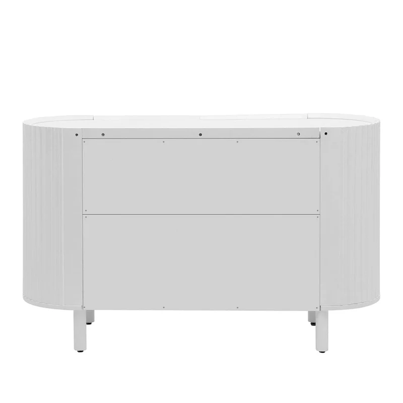 White Curved Sideboard with Adjustable Shelves