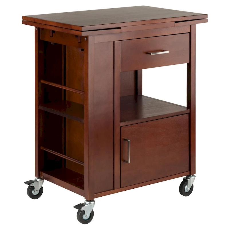 Gregory Extendable Top Kitchen Cart, Walnut - 27.56 x 18.35 x 33.46 inches