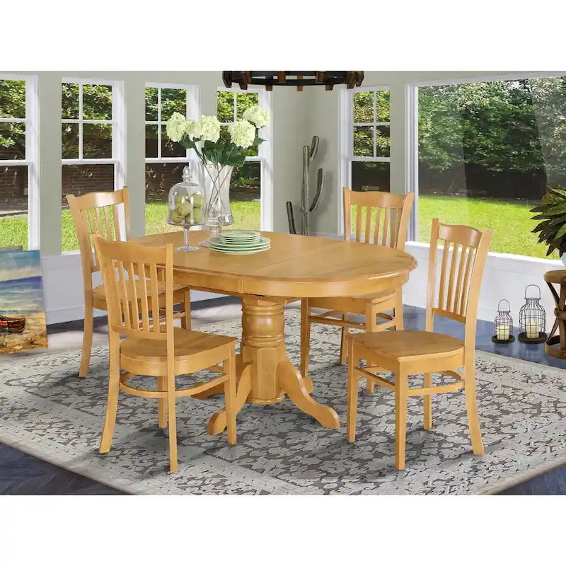 5 Piece Dining Room Table Set- an Oval Kitchen Table and 4 Dining Chairs, 42x60 Inch, Oak
