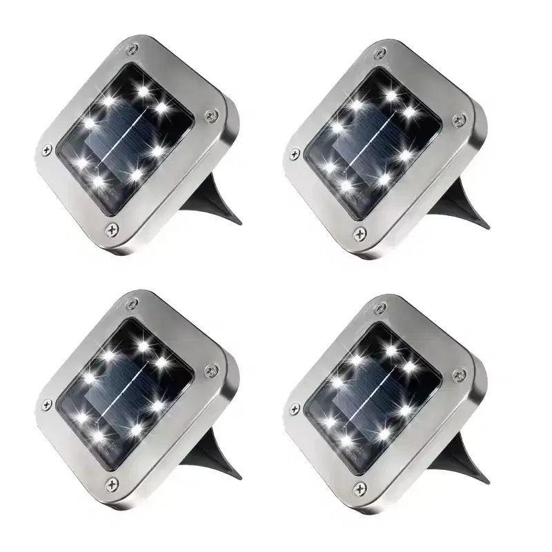 Bell + Howell 8 LED Square Solar Powered Outdoor Disk Lights - Walkway Lights, Waterproof, Auto On/Off