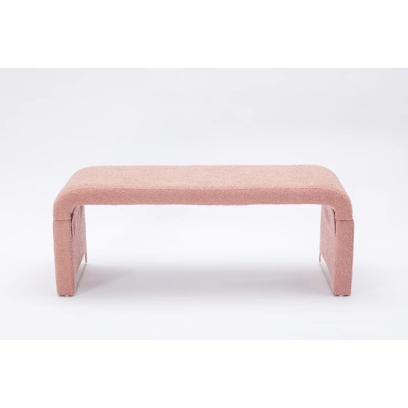 Modern New Boucle Fabric Loveseat Ottoman Footstool Bedroom Bench Shoe Bench With Gold Metal Legs