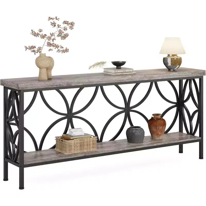 Lantine 70.86-Inch Narrow Sofa Table with Storage