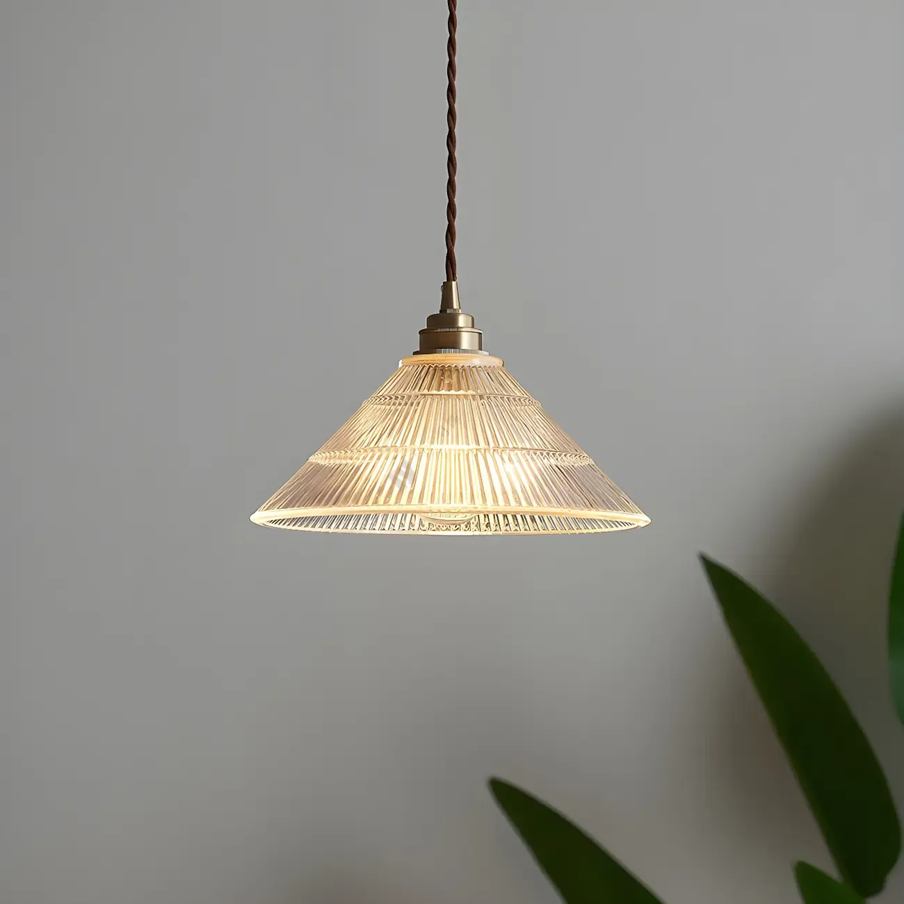 Industrial Clear Glass Cone Pendant Light Fixture