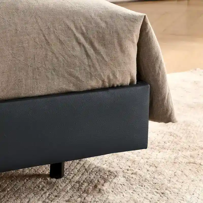 Floating Bed Frame With Led Lights And Wall Mounted Headboard