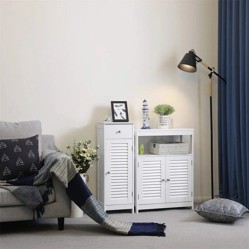 Bathroom Floor Cabinet Storage Organizer Set - 11.8D x 12.6W x 34.3H