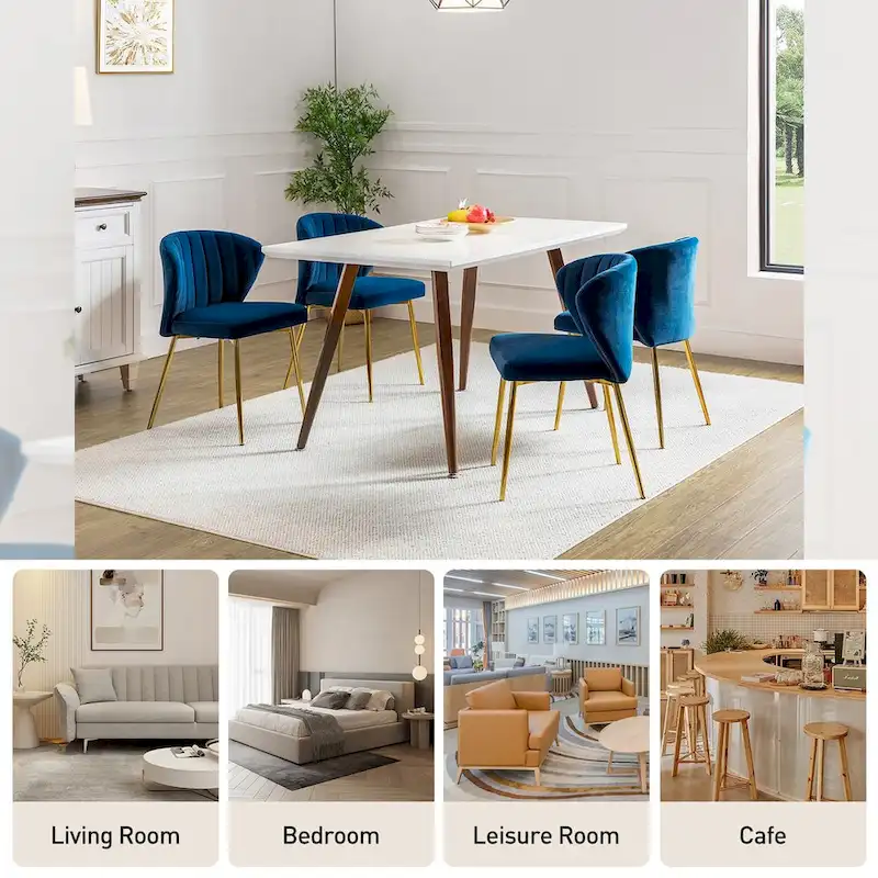 Barbara Side Chair with Metal Base Set of 4 by HULALA HOME