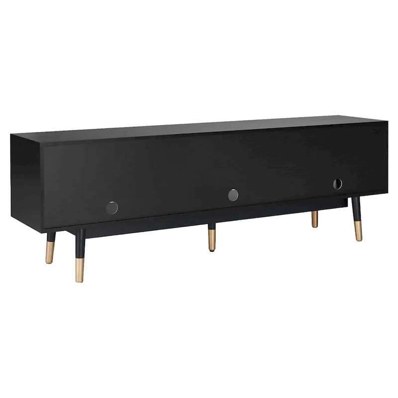 Mid-Century Modern Black 71-inch 3-Shelf TV Console