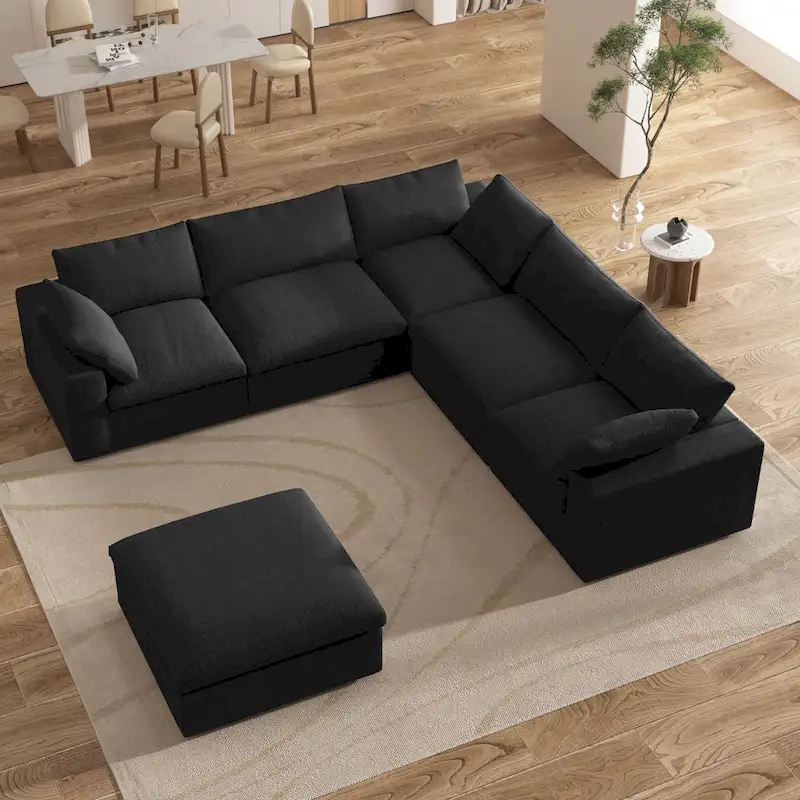 Widen Down Filled 5-Piece Sectional and Ottoman