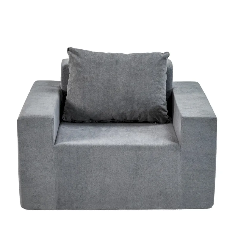 Plain Grey Modern 40.2 Accent Chair with Pillow