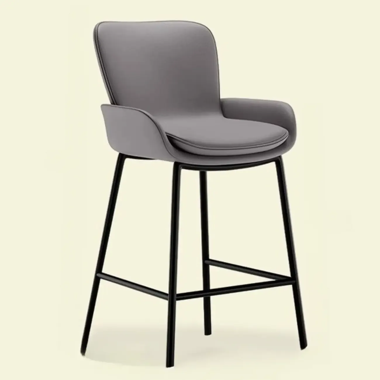 Coffee Bucket Four Legs Leather Counter Bar Stools