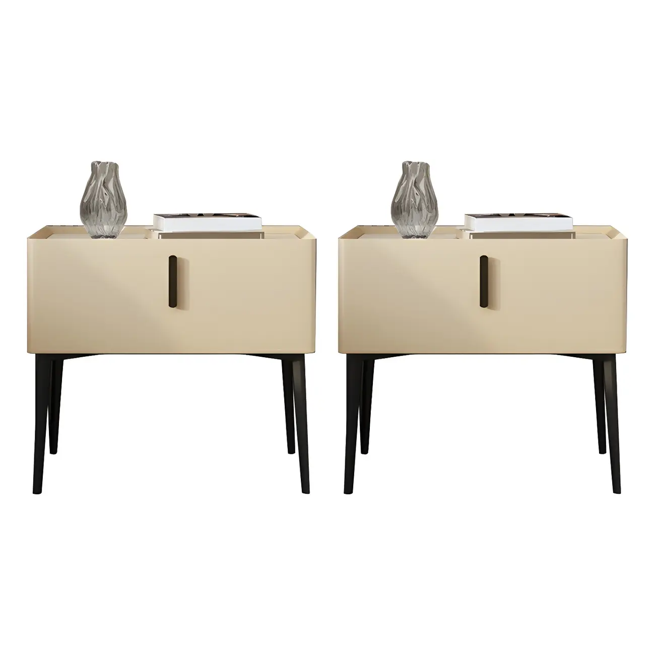 Trendy Narrow Cubic Wooden Nightstand with Legs