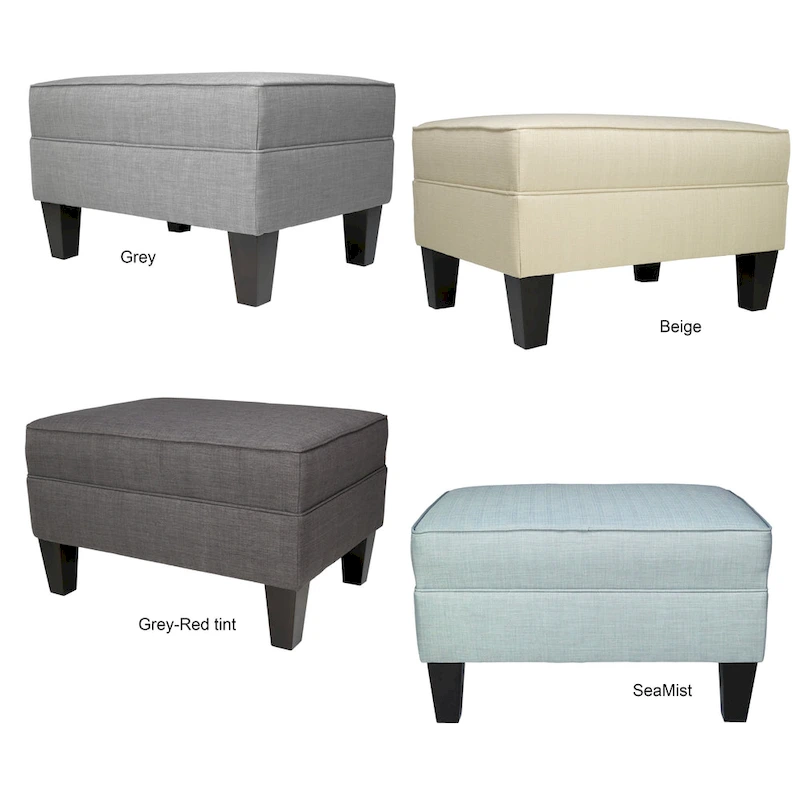 MJL Furniture Parker Fabric Upholstered Square Welted Ottoman