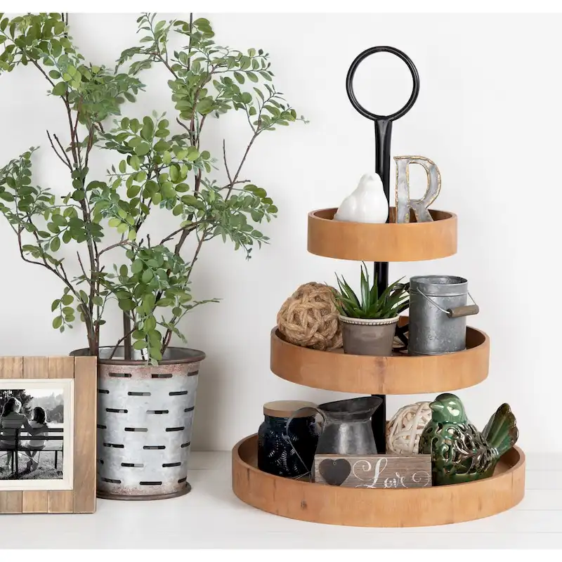 Kate and Laurel Woodmont 3 Tiered Wood Tray - 3 Tier