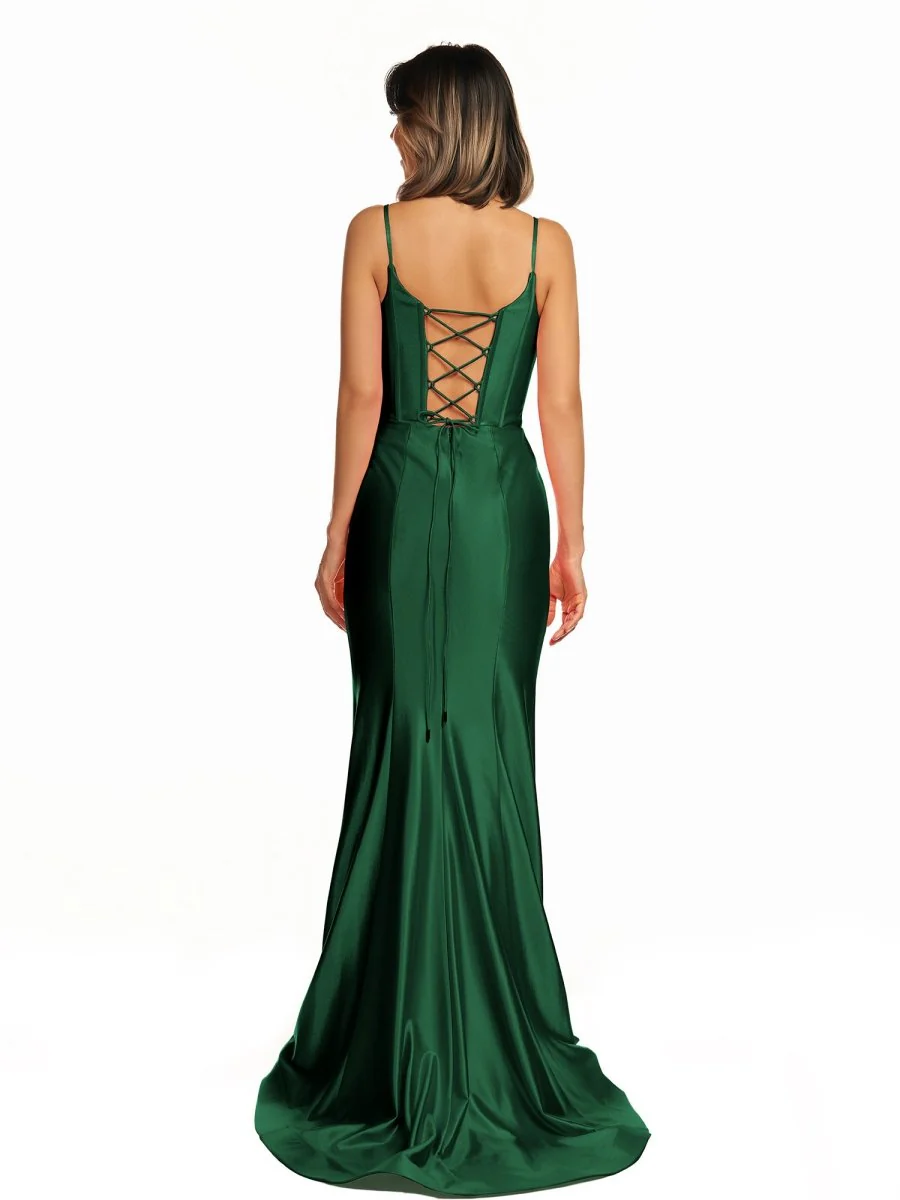 Hot Pink Satin Simple Mermaid Prom Dress