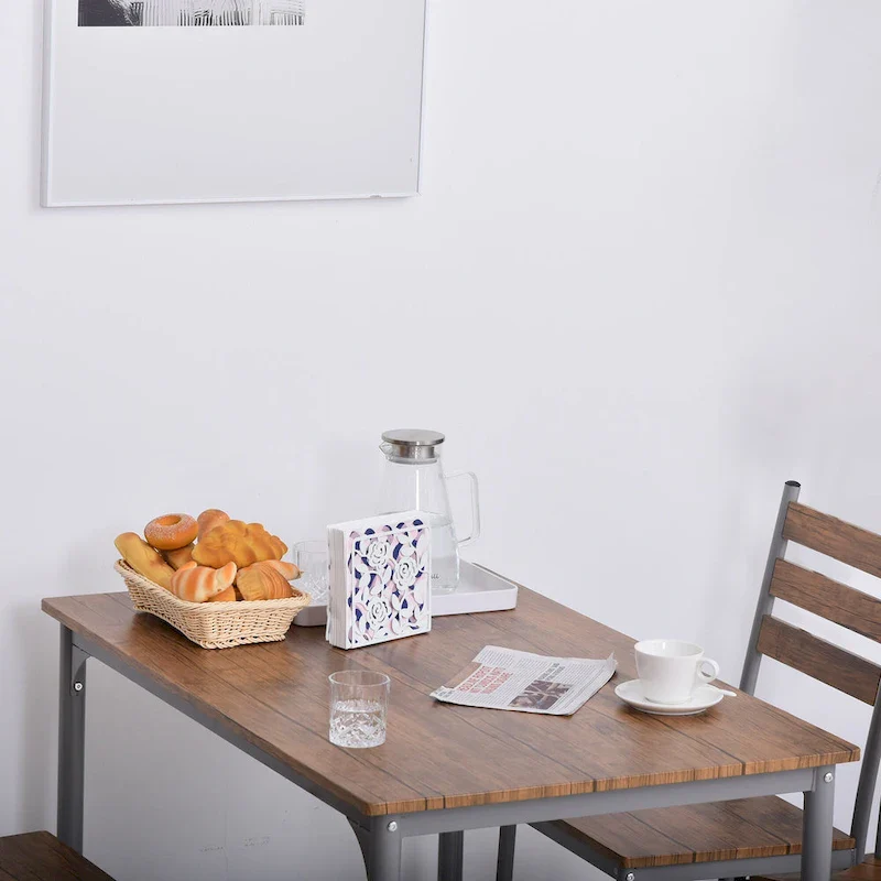 HOMCOM Modern 5-Piece Wooden Dining Kitchen table set 1 Table 4 Chairs Metal legs