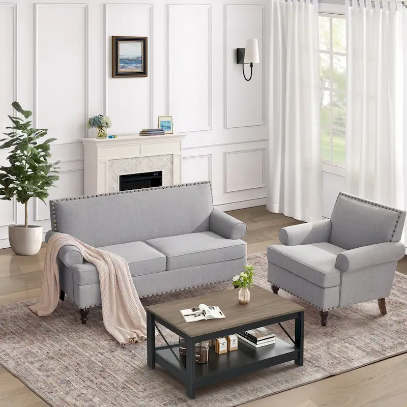 HUIMO Fabric Arm Chair and Loveseat Set