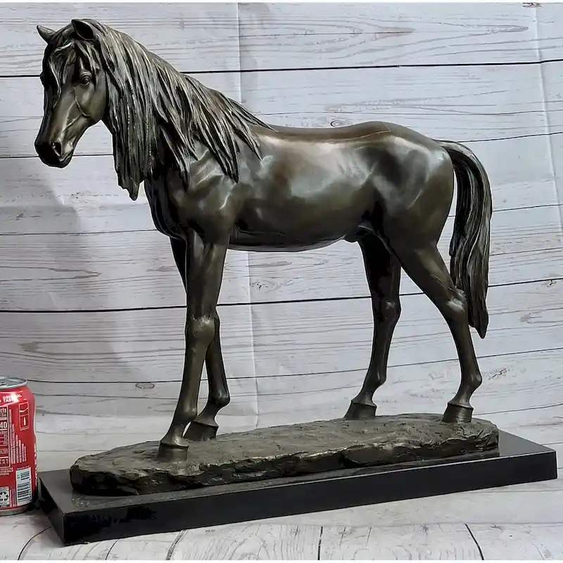 Bronze Metal Horse Mare Equestrian Decor Sculpture Statue Figure By Pj Mene On Marble Base