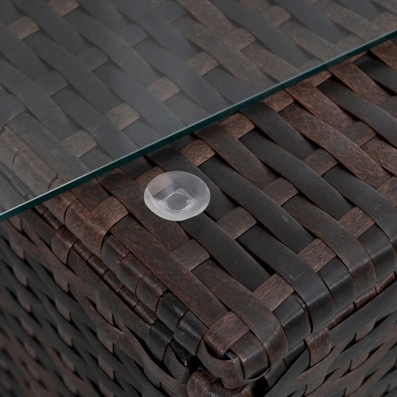 5 Set Wicker Furniture With Tempered Glass Coffee Table