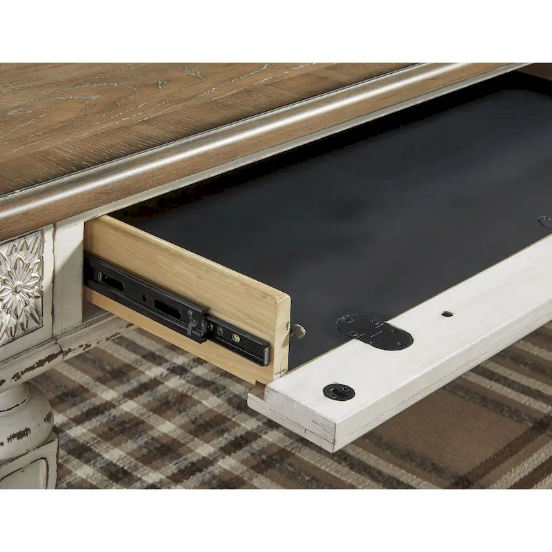 Realyn Antique White/Brown 2-Piece Home Office Desk