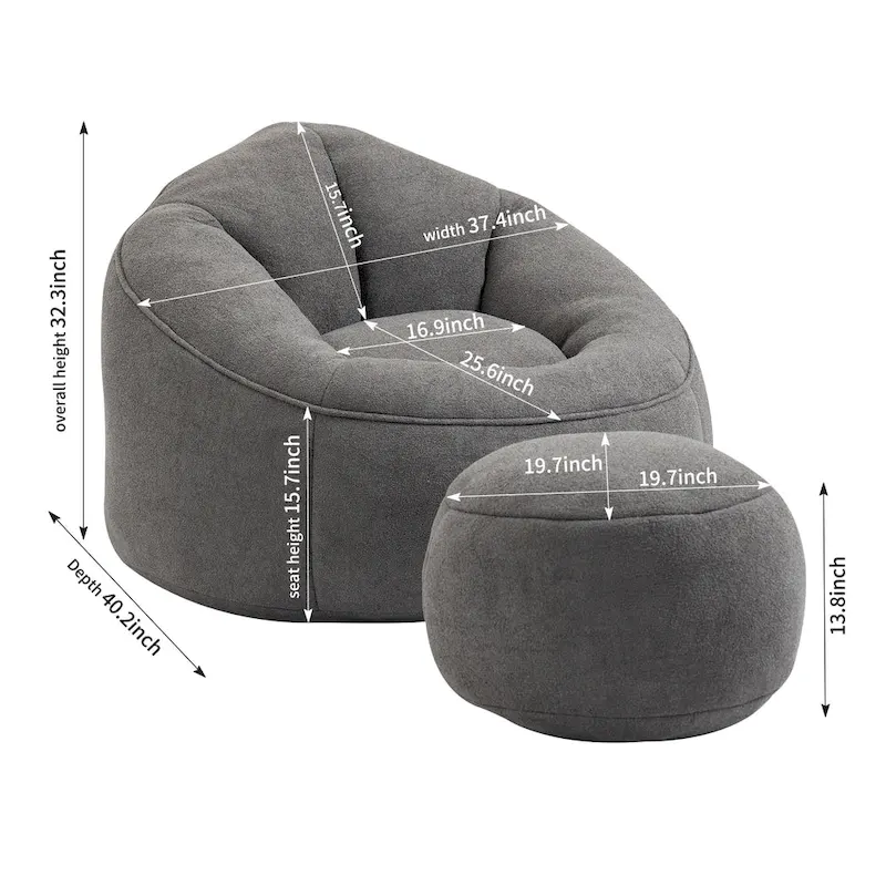 Bedding Bean Bag Sofa Chair With Footrest