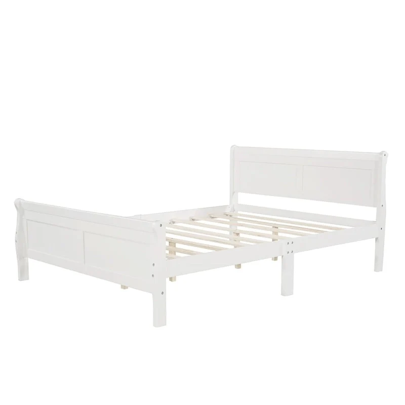 Wood Twin Sleigh Bed with Headboard and Footboard