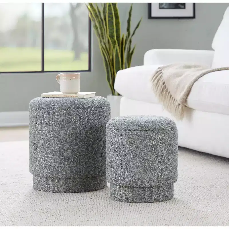 LumiSource Marla Upholstered Ottoman Set Fabric
