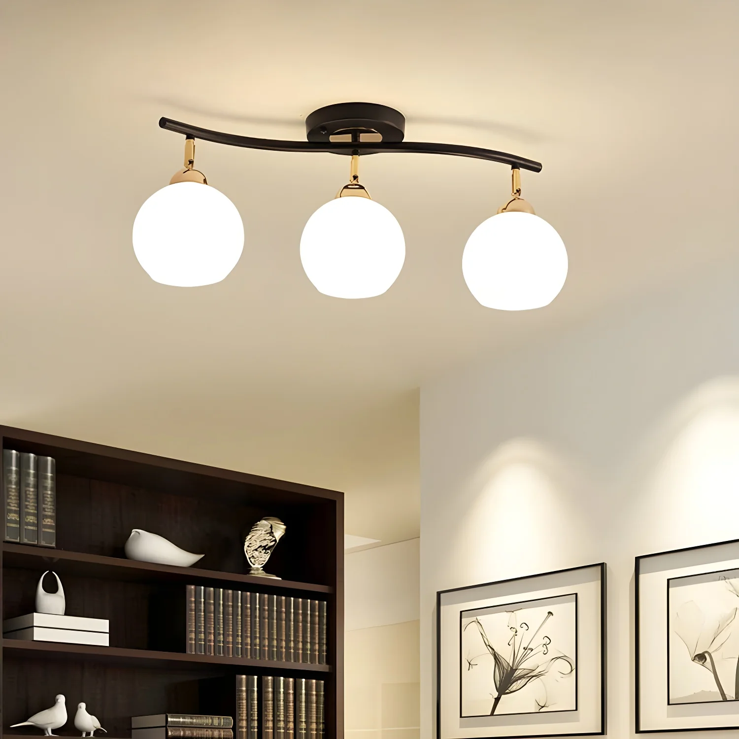 Modern Curved White Glass Dome Semi Flush Track Light