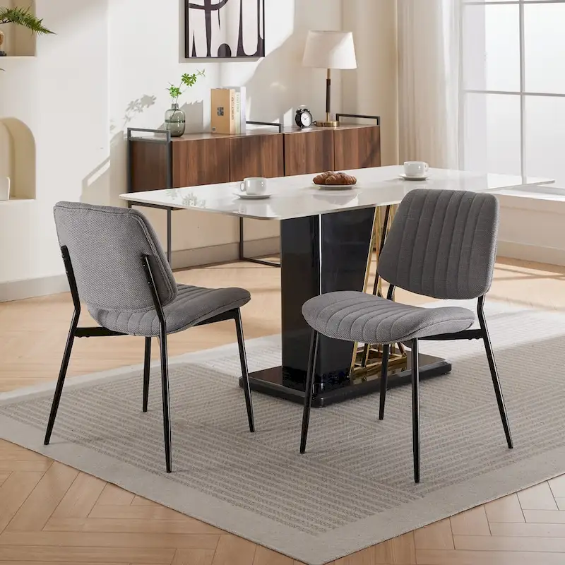GDFStudio Modern Armless Upholstered Dining Chairs with Metal Legs