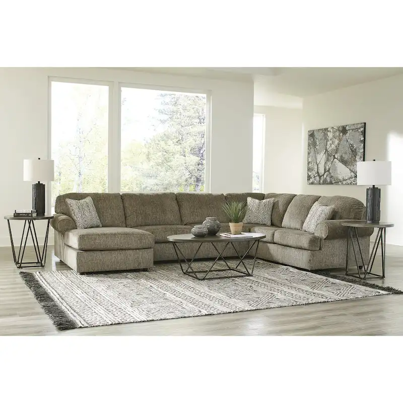 Signature Design by Ashley Hoylake Brown 3-Piece Sectional with Chaise - 143 W x 95 D x 35 H